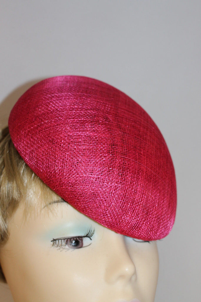 Red Tear Shape Blocked Untrimmed Poly Straw Pillbox Hat Base